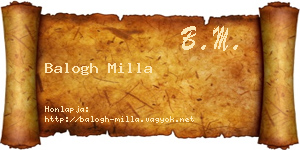 Balogh Milla névjegykártya